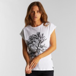 DEDICATED T-SHIRT VISBY STINA FLOWER WHITE