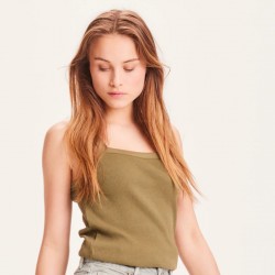 KNOWLEDGE COTTON APPAREL 100004 ROSE STRAP TOP 1068 BURNED OLIVE
