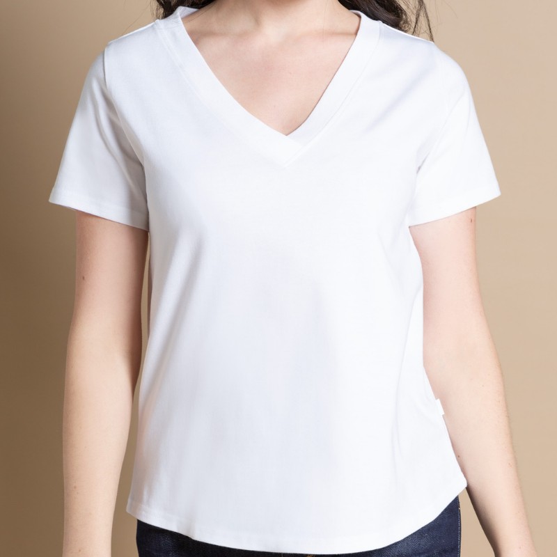 Tee shirt femme col v manches courtes deals
