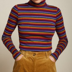 KING LOUIE ROLLNECK TOP JARDIN STRIPE BLUE