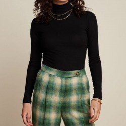 KING LOUIE ROLLNECK TOP UNI RIB BLACK