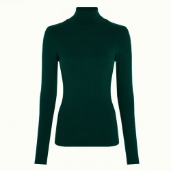 ROLLNECK TOP RIB PINE GREEN