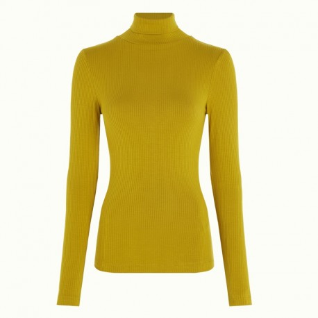 ROLLNECK TOP RIB CURRY YELLOW