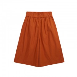 2050014 EVE HIGH-RISE EXTRA WIDE SHORTS 1438 LEATHER BROWN KNOWLEDGE COTTON APPAREL