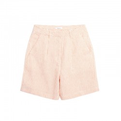 2050016 POSEY HIGH-RISE STRIPED LINEN SHORTS 8029 ORANGE KNOWLEDGE COTTON APPAREL