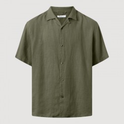 1090010 BOX LINEN SHIRT 1068 BURNED OLIVE XS