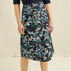 V&A FLORAL PRINT SKIRT NAVY 8