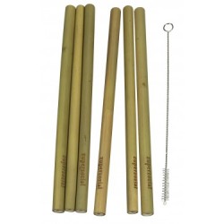 BAMBOU STRAW SET DE 6+BROSSE