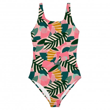SPORT SWIMSUIT RANA COLLAGE LEAVES PINK XS