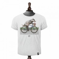 BIKER BADGER T-SHIRT VINTAGE WHITE