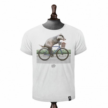 BIKER BADGER T-SHIRT VINTAGE WHITE