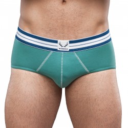 BRIEF GREEN FABRIC/WHITE STITCH