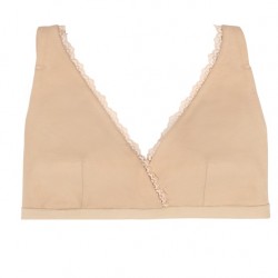 LACE TRIM TRIANGLE BRA ALMOND