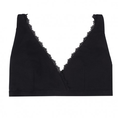  PEOPLE TREE LACE TRIM TRIANGLE BRA BLACK