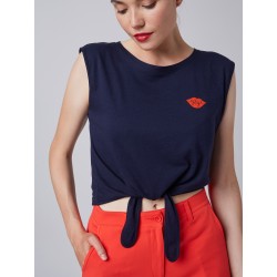 MADEMOISELLE YEYE SUMMER VIBES KNOT TOP DARK NAVY