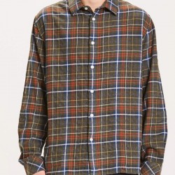 LARCH REGULAR SMALL CHECK FLANNEL SHIRT 1090 FORREST NIGHT