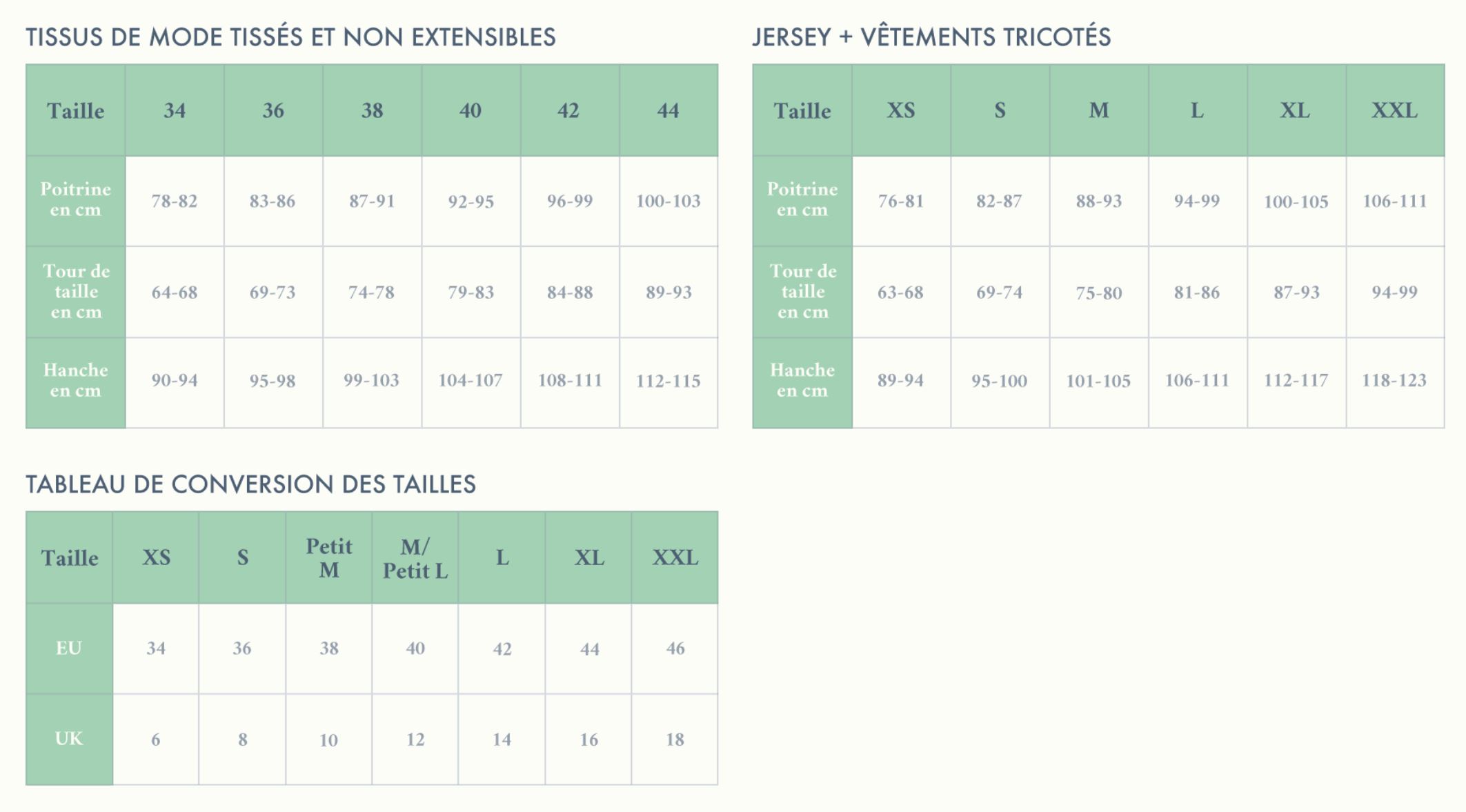 guide des tailles king louie