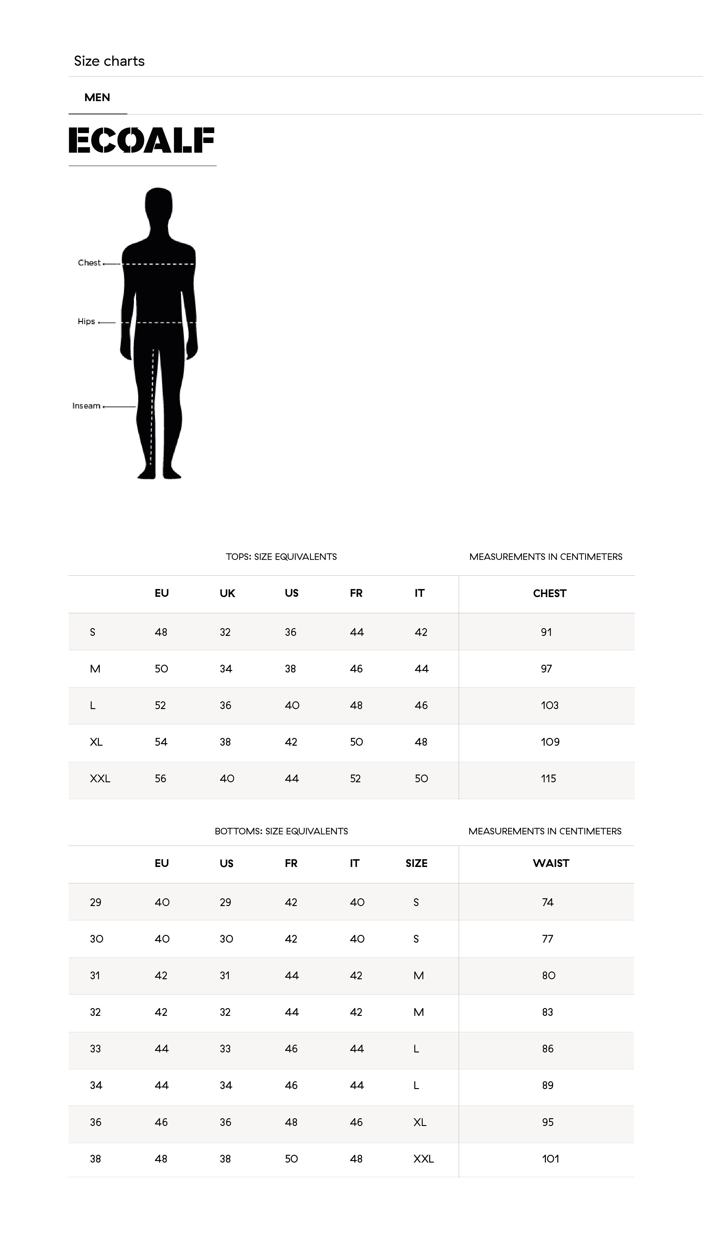 guide taille homme ecoalf